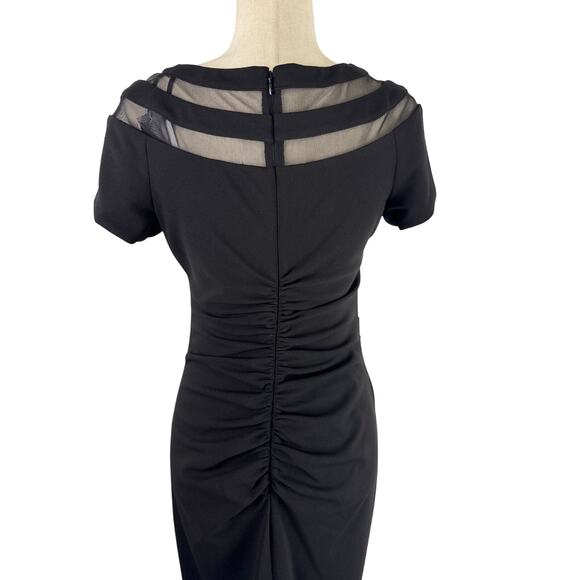 X BY XSCAPE ILLUSION BOAT NECK SHORT SLEEVE DRESS IN BLACK NWT WOMEN'S SIZE 8P - Picture 7 of 15